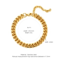 Polished gold stainless steel Cuban link bracelet with lobster clasp and extension chain - SL-7 / Gold