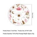 Pink cowgirl party supplies 10-pack of 7-inch disposable paper plates with western motifs - Small Plates