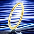 Elegant gold-plated stainless steel ring featuring a delicate square-set accent stone - US 5 / Single Stone Style (1mm) / Gold