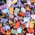 Mix of 1-inch carved natural crystal rabbit figurines in amethyst, quartz and tiger eye - Random Color One Piece