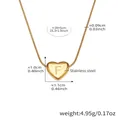 Detail of gold heart pendant with letter F on a stainless steel snake chain - 39+5cm / Letter F Gold (RP020)
