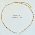 Detailed view of colorful beaded necklace with freshwater pearl and heart pendant - Multicolor Faceted Beads Single Pearl (1192)