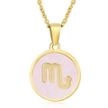 Collier Scorpion doré avec incrustation en nacre rose et symbole 3D pour femme - Scorpion / Nacre Rose