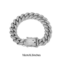 Classic silver 13mm iced out Cuban link bracelet in 16cm length for men - 16cm / Silver