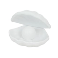 Minimalist white shell-shaped night light with a luminous pearl sphere on a clean background - 0.2W / White