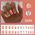 Unghie finte arancione corallo e bianco French con strass scintillanti e glitter dorati - Stile Strass Francese Arancio Corallo (D694)