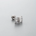 Silver screw back stud earring with transparent rectangular and round zircons - Geometric Square Round Style (A84-2#) / Single Piece