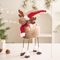 45cm Nordic Christmas elk figurine with brown faux fur, red scarf and long holiday hat - Brown Christmas Reindeer (Standing) / 45cm