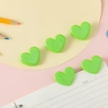 Set of 5 green heart shaped plastic paper clips for office and school stationery - Green