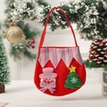 Sac cadeau de Noël en feutre rouge avec applique bonhomme de neige et sapin brillant - Bonhomme de Neige en Flanelle Rayée