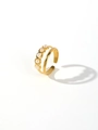 Detailed close-up of golden stainless steel ring featuring five elegant pearls on white background - Five Artificial Pearls Gold (Style 4)
