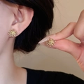 Elegant gold geometric sunburst stud earrings with silver needle for women - 26# Silver Earring Post - Gold