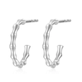 Classic S925 sterling silver bamboo knot stud earrings with polished metallic luster - 925 Silver / Platinum Color