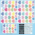 Colorful macaron heart wall stickers, set of 4 sheets 64pcs for kids room decor - Colorful Hearts B