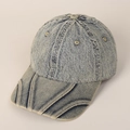 Berretto da baseball unisex in denim lavato con visiera a doppio strato stile vintage - M(56-58cm) / Blu Vintage