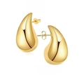 Minimalist gold-plated stainless steel hollow teardrop earrings with a polished mirror finish - Water Drop Earrings (F616) / Gold