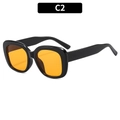 Lunettes de soleil carrées avec monture noire brillante et verres teintés orange - Monture Noire Verres Jaunes