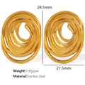 Pendientes de aro en espiral dorados de acero inoxidable, 28,5 mm x 21,5 mm - EH511 Pendientes de Espiral Dorada