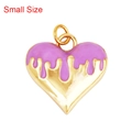 Colgante de corazón pequeño con acabado dorado y detalle de esmalte morado - Corazón Gota Lavanda Pequeño