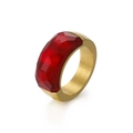 Brushed gold titanium ring featuring a large faceted red gemstone centerpiece - US 7 / Gold Red (KR52399-K)