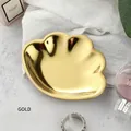 Cloud-shaped stainless steel jewelry tray with mirrored gold finish and polished surface - Stainless Steel / Shell Shape Gold (9*7cm)