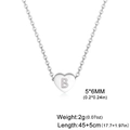 Silver heart pendant necklace with letter B engraving made of 304 stainless steel - Letter B
