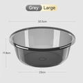 Large grey transparent plastic wash basin with thickened rim for home and laundry use - Large / Smoke Gray