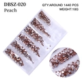 Flatback peach nail art rhinestones in a compartment box set around 1440 pieces - Mixed Sizes SS4-SS16 Around 1440 Pieces / Rose Red