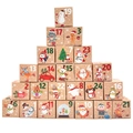 Calendario de Adviento navideño con 24 cajas de regalo de papel kraft e ilustraciones - Papel kraft / Estilo S873 (24 Piezas)
