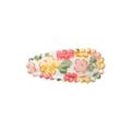 Handmade floral print fabric BB hair clip with pink and yellow flowers on white - Colorful Floral (42)