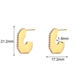 Macro view of C-shaped 18K gold stainless steel earrings with pearl side inlays - Gold Square-Artificial Pearl