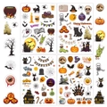 Waterproof laser Halloween stickers featuring pumpkins, bats and ghosts for DIY party decor - G025-Halloween Laser Glitter Stickers 4 Sheets Set