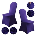 Purple high-stretch banquet chair cover with detail of elastic fabric and double stitching - M / Standard Type / Deep purple