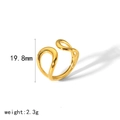 Minimalist 18k gold plated stainless steel twisted open ring with 19.8mm height - Gold Artistic Curve Style(TR4284-G)