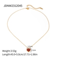 Golden stainless steel necklace with a small red heart pendant and size information - Red Heart Style (JDNW2312045)