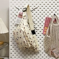 Cute cream dachshund cartoon crossbody chest bag with adjustable strap and bow patterns - Light Yellow