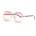 Lunettes de soleil polygonales en métal doré avec verres roses et branches écailles - Rouge Œil de Chat