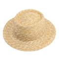 Handwoven straw boater hat for summer sun protection with wide flat brim and natural texture - L (58-60cm) / Plain Straw Boater Hat(6#)