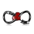 925 silver infinity bead with red heart and zircon stones on white background - Cupid's Arrow Infinity Heart Charm (PC1346)