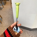 Portable stainless steel spoon with green ceramic handle and cute frog cartoon top - Frog Spoon