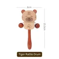 Tiger-themed wooden rattle toy for infants, featuring dimensions 8cm by 15.3cm - Little Tiger Pelleted Drum