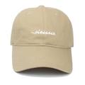 Berretto da baseball in cotone beige con ricamo sienne e visiera larga da donna - Regolabile / Cachi