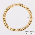 Détail du bracelet gourmette doré 7mm montrant la taille 21cm et le poids de 14g - 7mm/21cm / Or