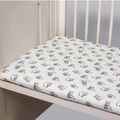 Soft cotton fitted sheet for crib featuring blue cartoon elephant print on white fabric - Dumbo Elephant / 120*60cm