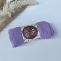 Handmade pleated cotton viscose shawl in purple with a decorative floral paper wrap - Style #37