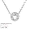 Silver stainless steel necklace with sparkling cubic zirconia letter O pendant 45cm - Letter O / Silver