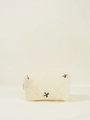 Beige quilted makeup bag with black balloon dog embroidery and zip closure - Makeup Bag / Beige