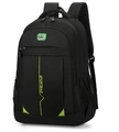Black and neon green sports backpack with multiple zippered compartments and mesh side pockets - 8011 Green