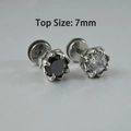 7mm punk claw-set zircon earrings in black and white with stainless steel base - NO 13