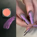 Iridescent pink aurora nail powder 01 with chrome finish and liquid metal art detail - 01# Fairy Powder